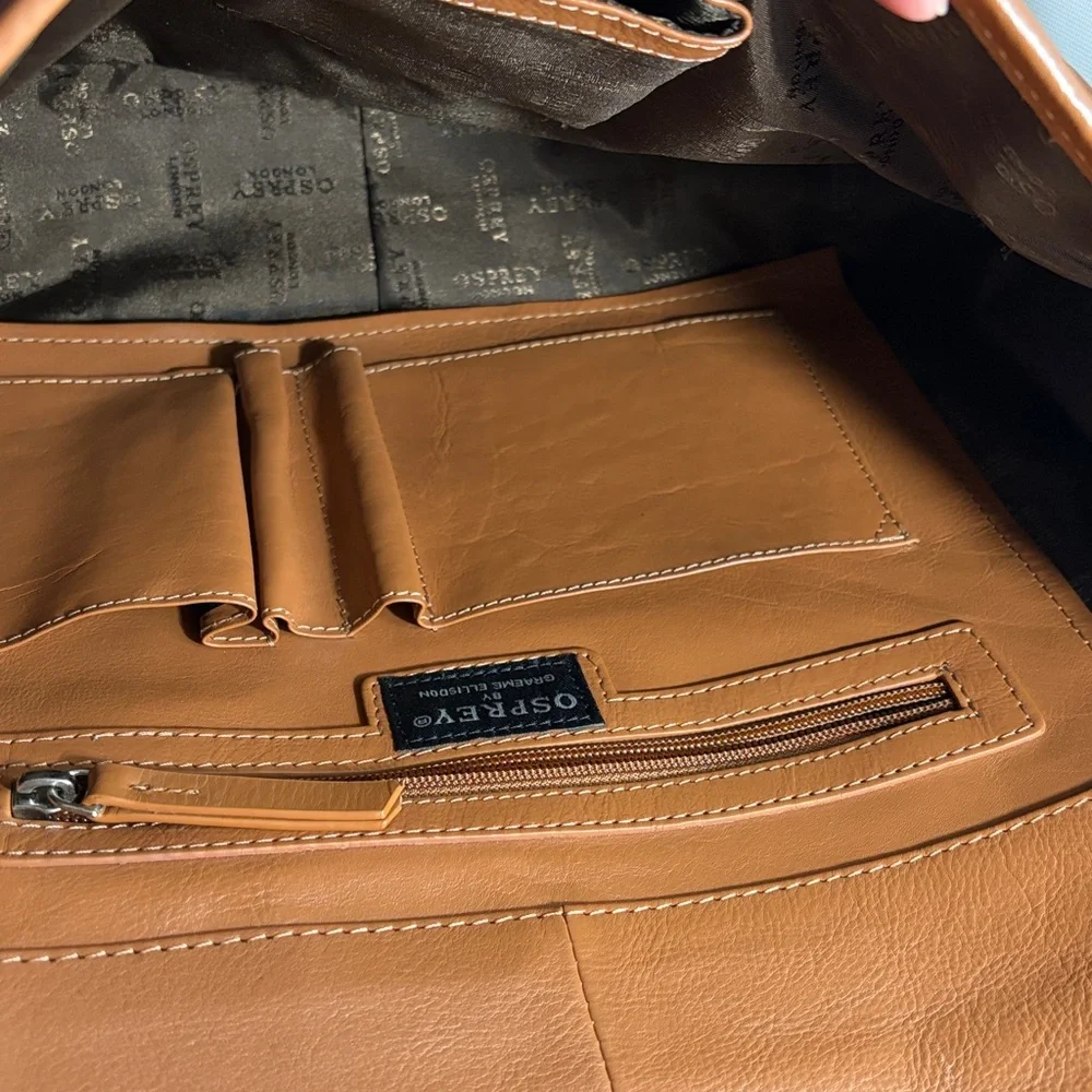 Osprey London Pebble Beach Concours d'Elegance Tan Leather Messenger Bag